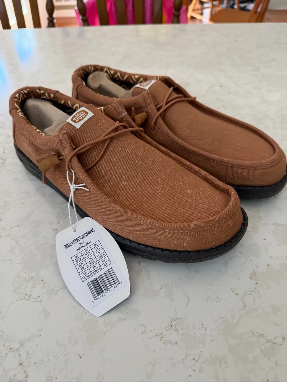 Hey Dude Men’s Rust Brown Canvas Slip-On Loafers size 13 new